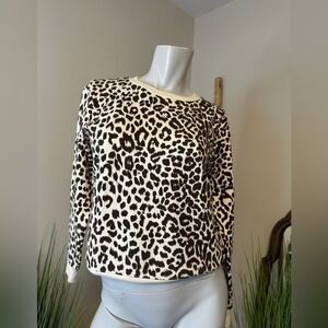 J Crew Vintage Fleece Leopard Sweatshirt Size XS NWOT